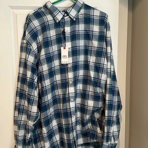 New Izod plaid button down dress shirt big and tall 3XT